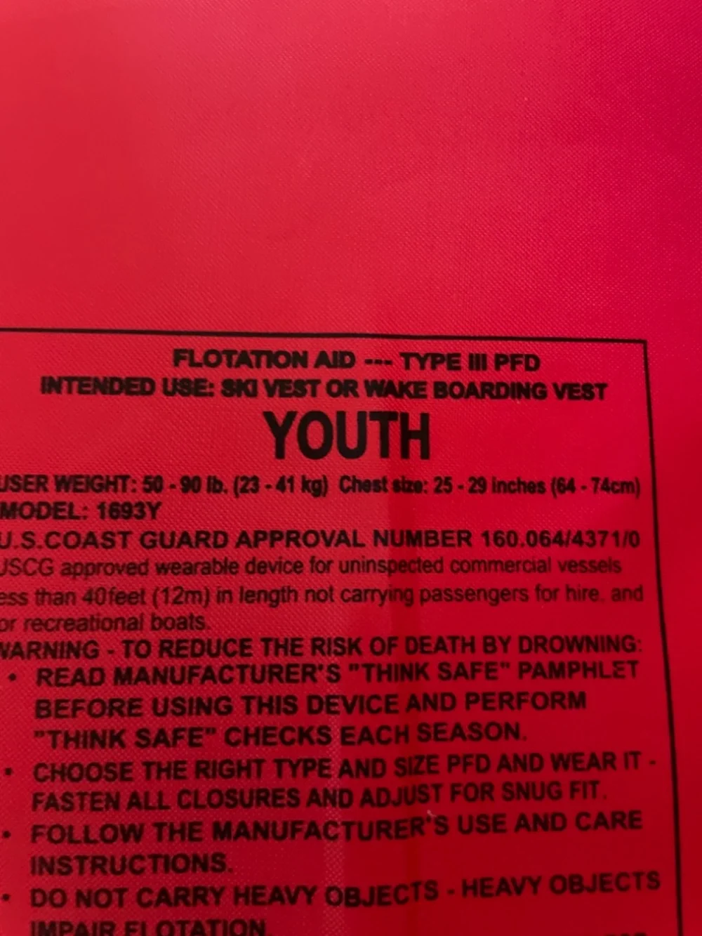 Barely worn DBX youth life jacket